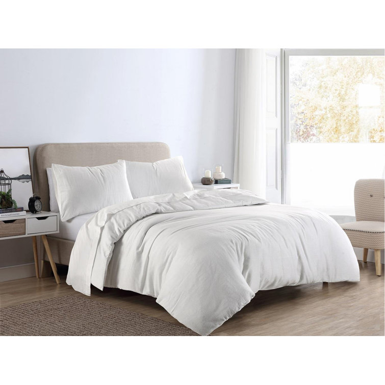 HomeSpace Direct Cotton Solid Colour Duvet Cover with Pillowcases